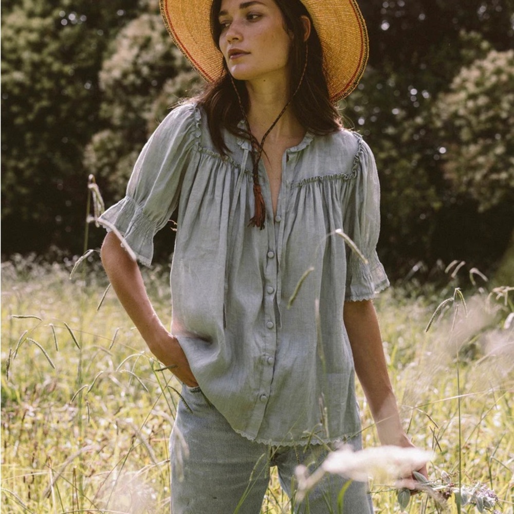 Kara Thoms The Meadow Blouse in Blue